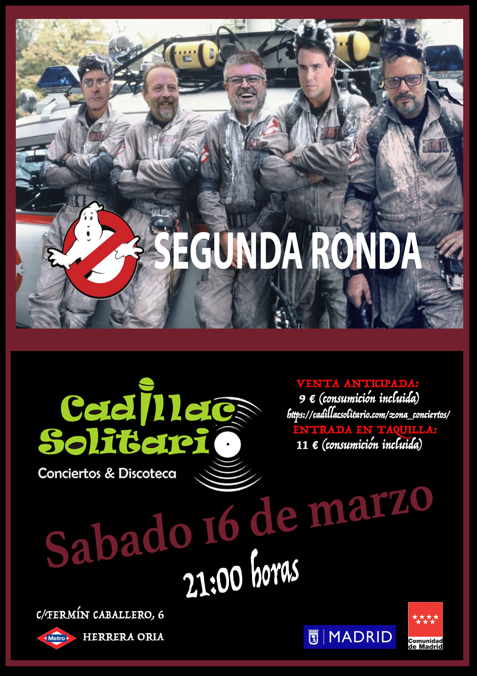 Cadillac Solitario Madrid, Reservado para cumpleaños Madrid, Cumpleaños con concierto Madrid, Celebrar cumpleaños Madrid, Local para cumpleaños Madrid