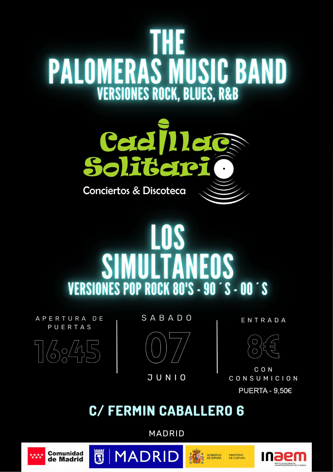 Cadillac Solitario Madrid, Reservado para cumpleaños Madrid, Cumpleaños con concierto Madrid, Celebrar cumpleaños Madrid, Local para cumpleaños Madrid