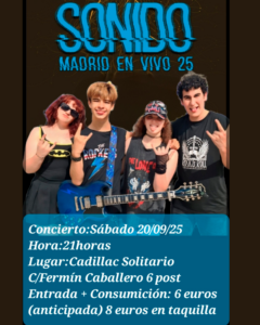 Cadillac Solitario Madrid, Reservado para cumpleaños Madrid, Cumpleaños con concierto Madrid, Celebrar cumpleaños Madrid, Local para cumpleaños Madrid