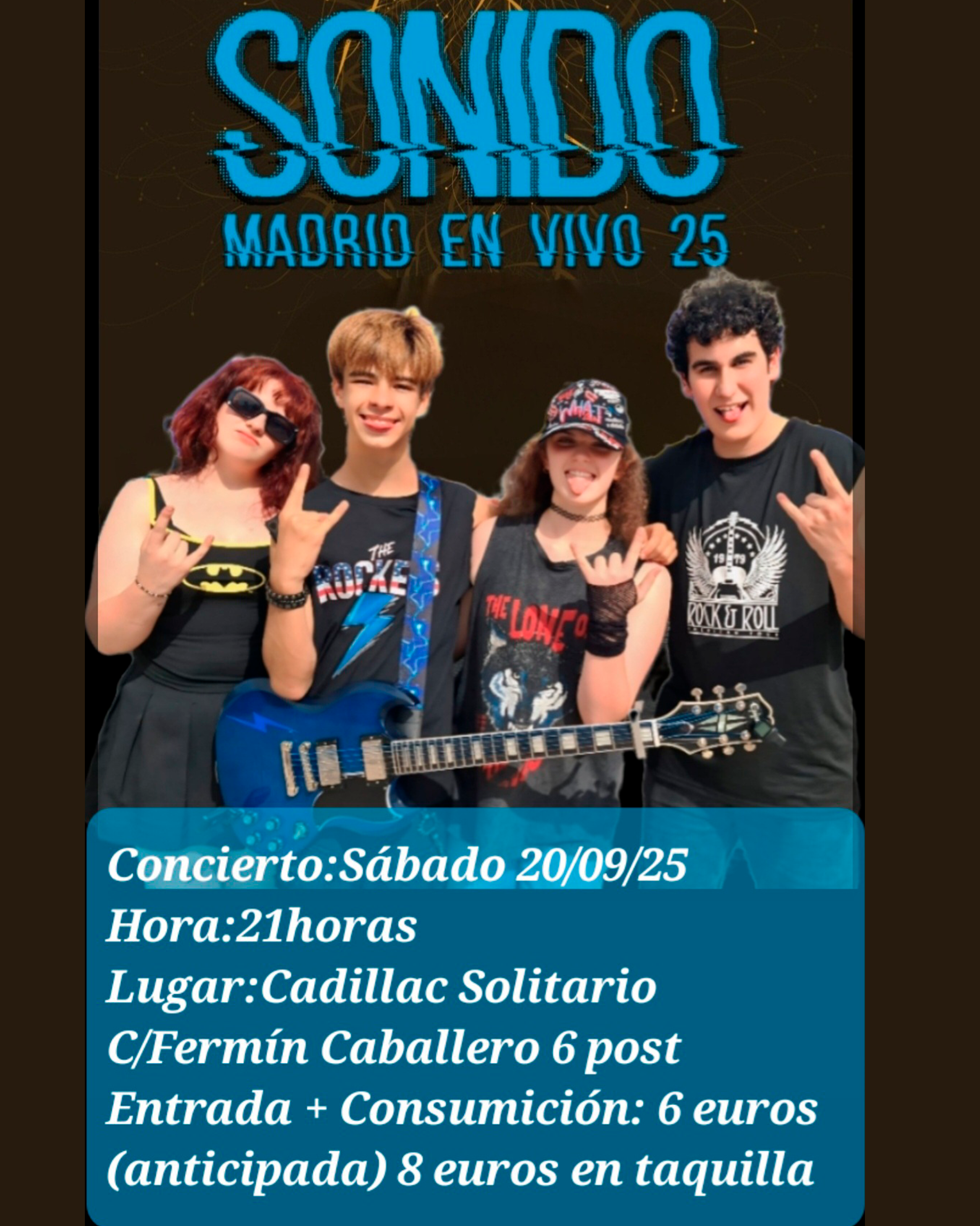 Cadillac Solitario Madrid, Reservado para cumpleaños Madrid, Cumpleaños con concierto Madrid, Celebrar cumpleaños Madrid, Local para cumpleaños Madrid