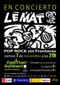 Cadillac Solitario Madrid, Reservado para cumpleaños Madrid, Cumpleaños con concierto Madrid, Celebrar cumpleaños Madrid, Local para cumpleaños Madrid