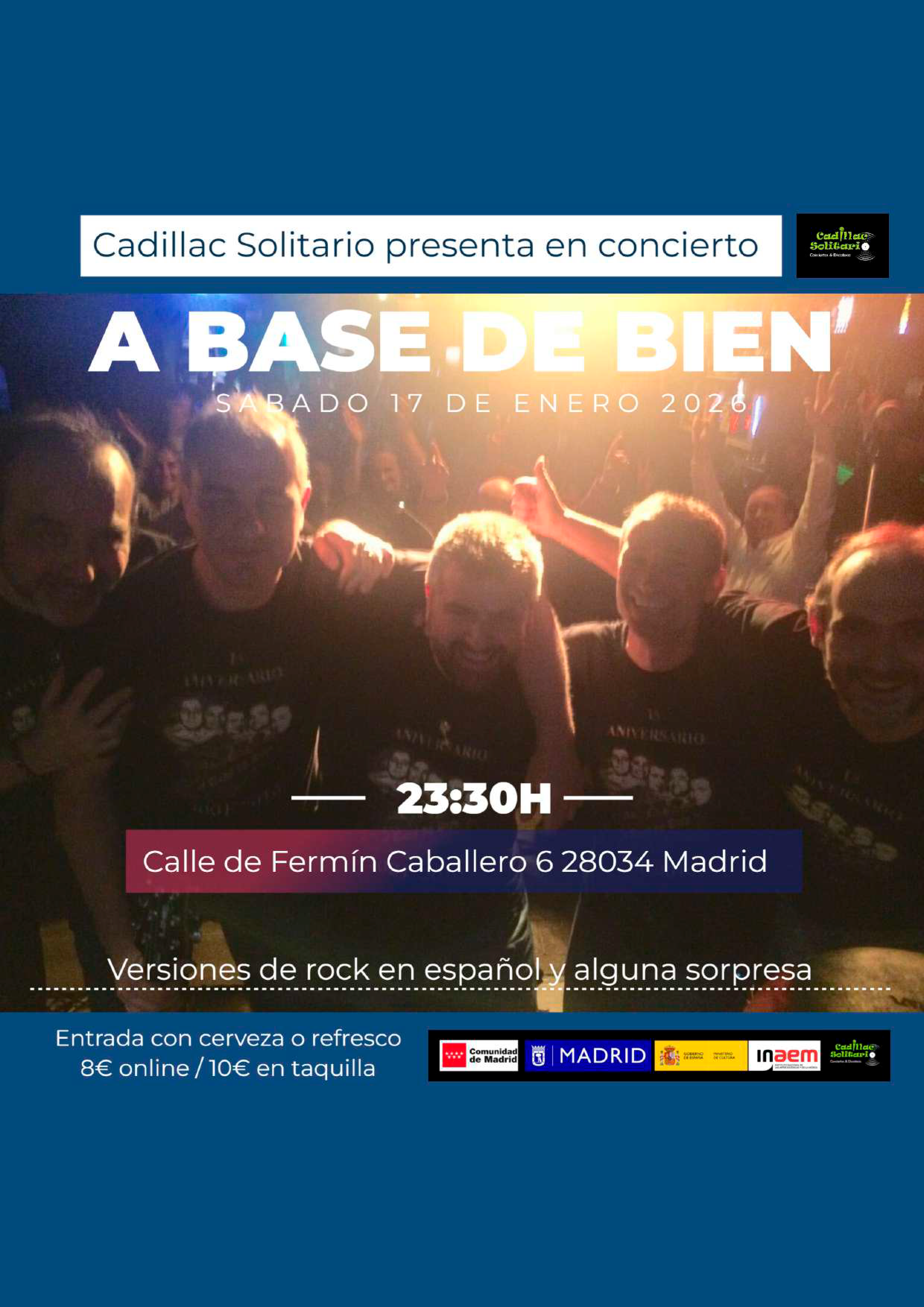 Cadillac Solitario Madrid, Reservado para cumpleaños Madrid, Cumpleaños con concierto Madrid, Celebrar cumpleaños Madrid, Local para cumpleaños Madrid