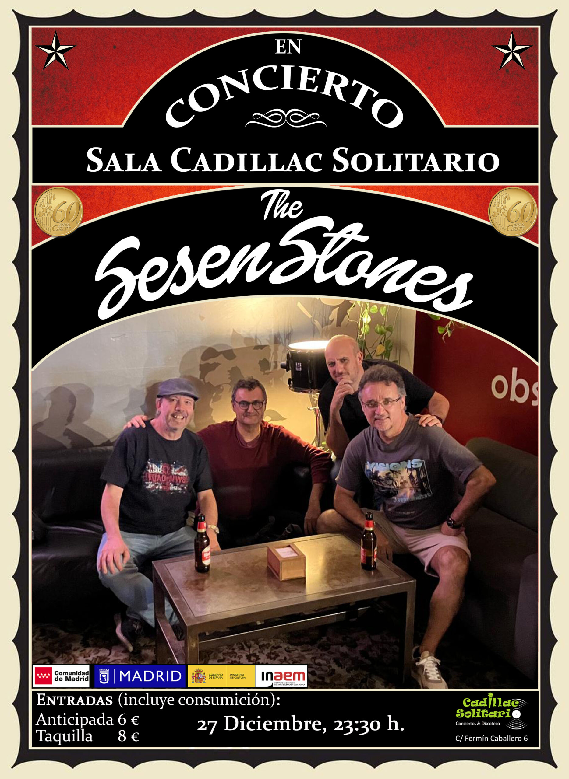 Cadillac Solitario Madrid, Reservado para cumpleaños Madrid, Cumpleaños con concierto Madrid, Celebrar cumpleaños Madrid, Local para cumpleaños Madrid