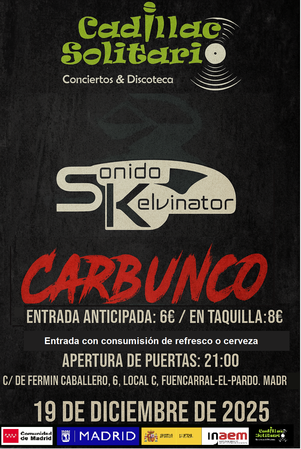 Cadillac Solitario Madrid, Reservado para cumpleaños Madrid, Cumpleaños con concierto Madrid, Celebrar cumpleaños Madrid, Local para cumpleaños Madrid