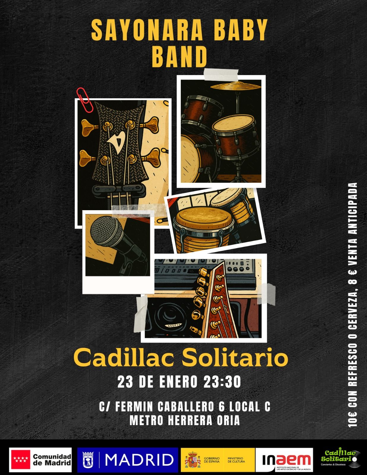 Cadillac Solitario Madrid, Reservado para cumpleaños Madrid, Cumpleaños con concierto Madrid, Celebrar cumpleaños Madrid, Local para cumpleaños Madrid