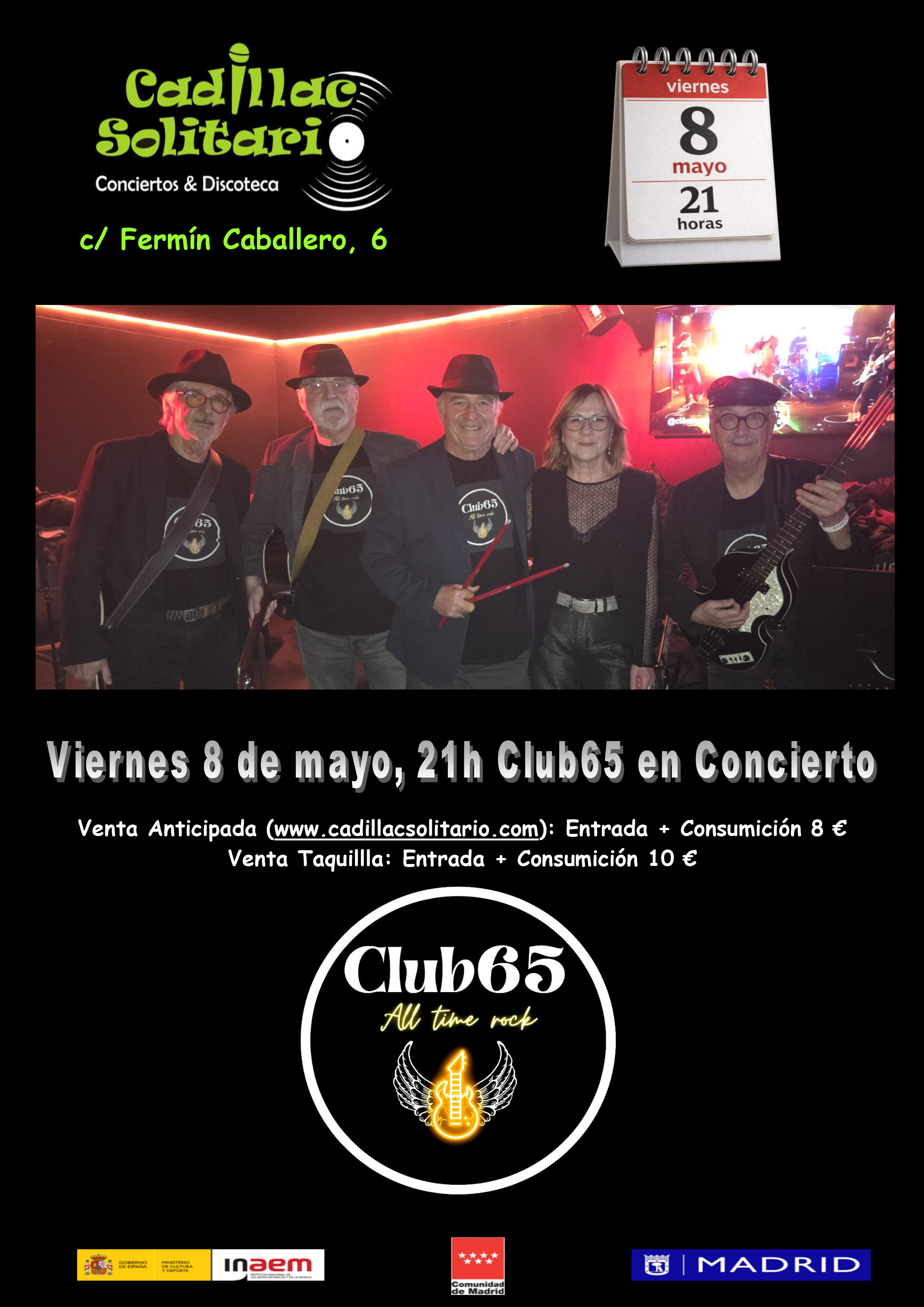 Cadillac Solitario Madrid, Reservado para cumpleaños Madrid, Cumpleaños con concierto Madrid, Celebrar cumpleaños Madrid, Local para cumpleaños Madrid