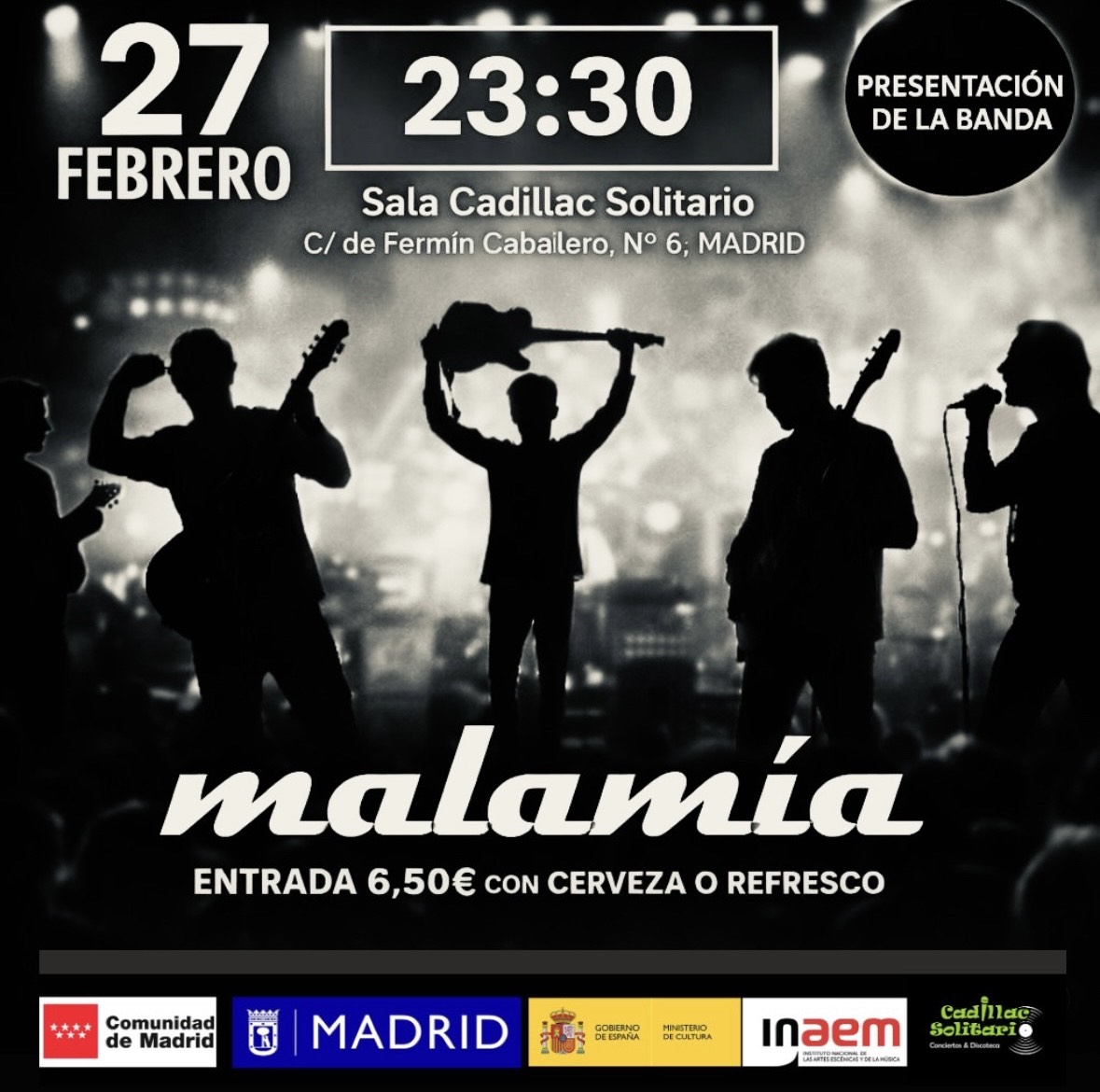 Cadillac Solitario Madrid, Reservado para cumpleaños Madrid, Cumpleaños con concierto Madrid, Celebrar cumpleaños Madrid, Local para cumpleaños Madrid