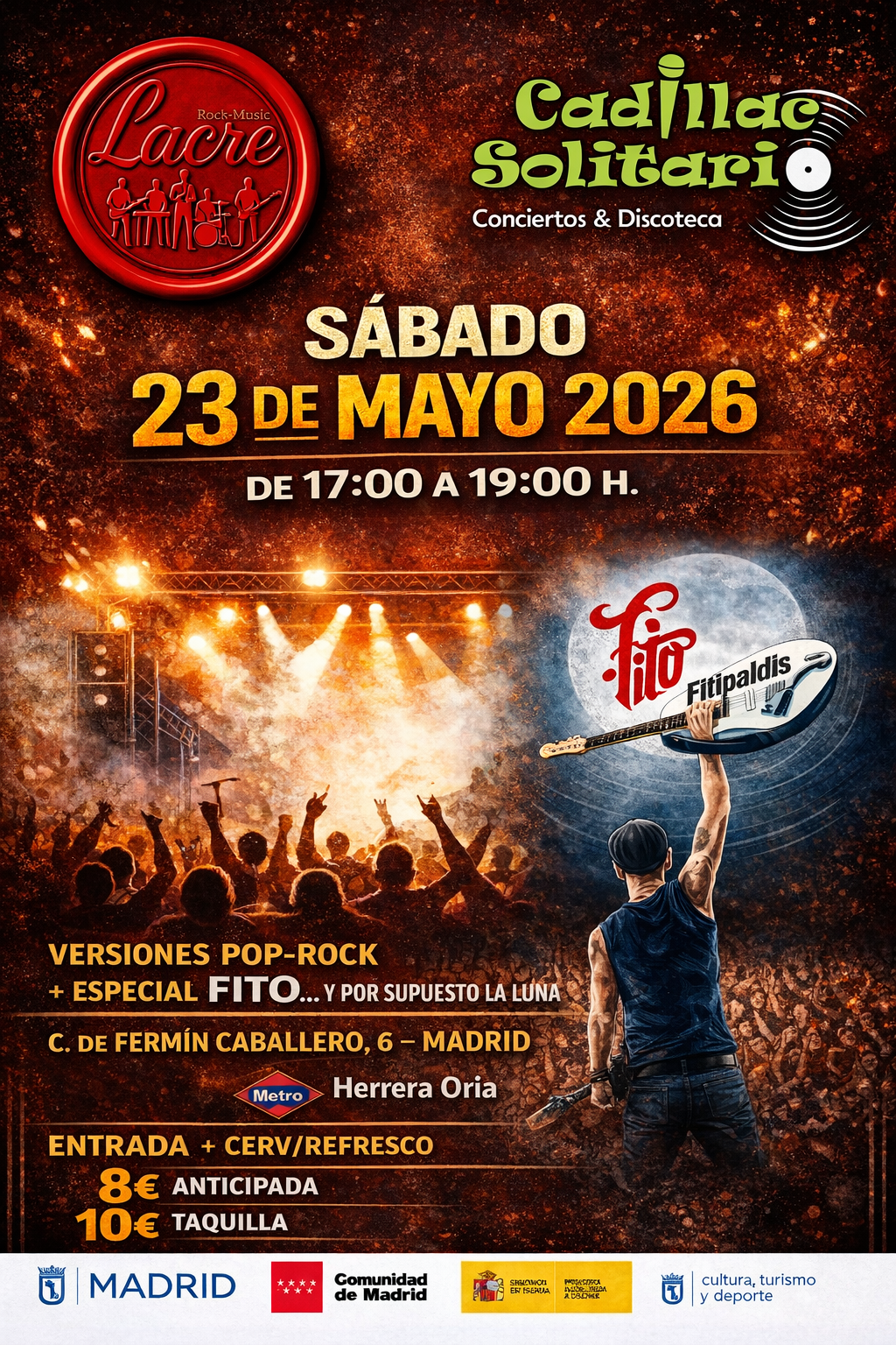 Cadillac Solitario Madrid, Reservado para cumpleaños Madrid, Cumpleaños con concierto Madrid, Celebrar cumpleaños Madrid, Local para cumpleaños Madrid