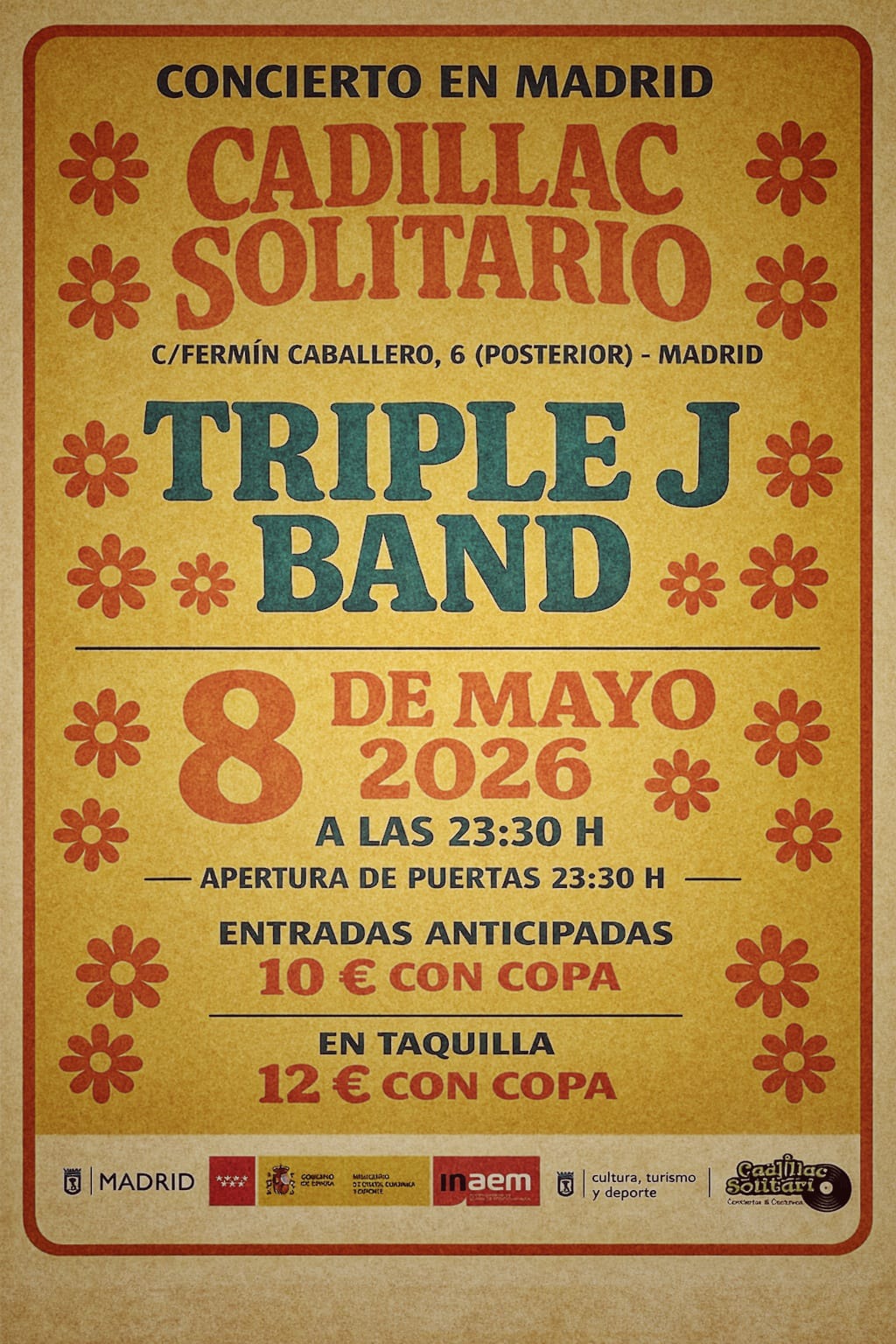 Cadillac Solitario Madrid, Reservado para cumpleaños Madrid, Cumpleaños con concierto Madrid, Celebrar cumpleaños Madrid, Local para cumpleaños Madrid