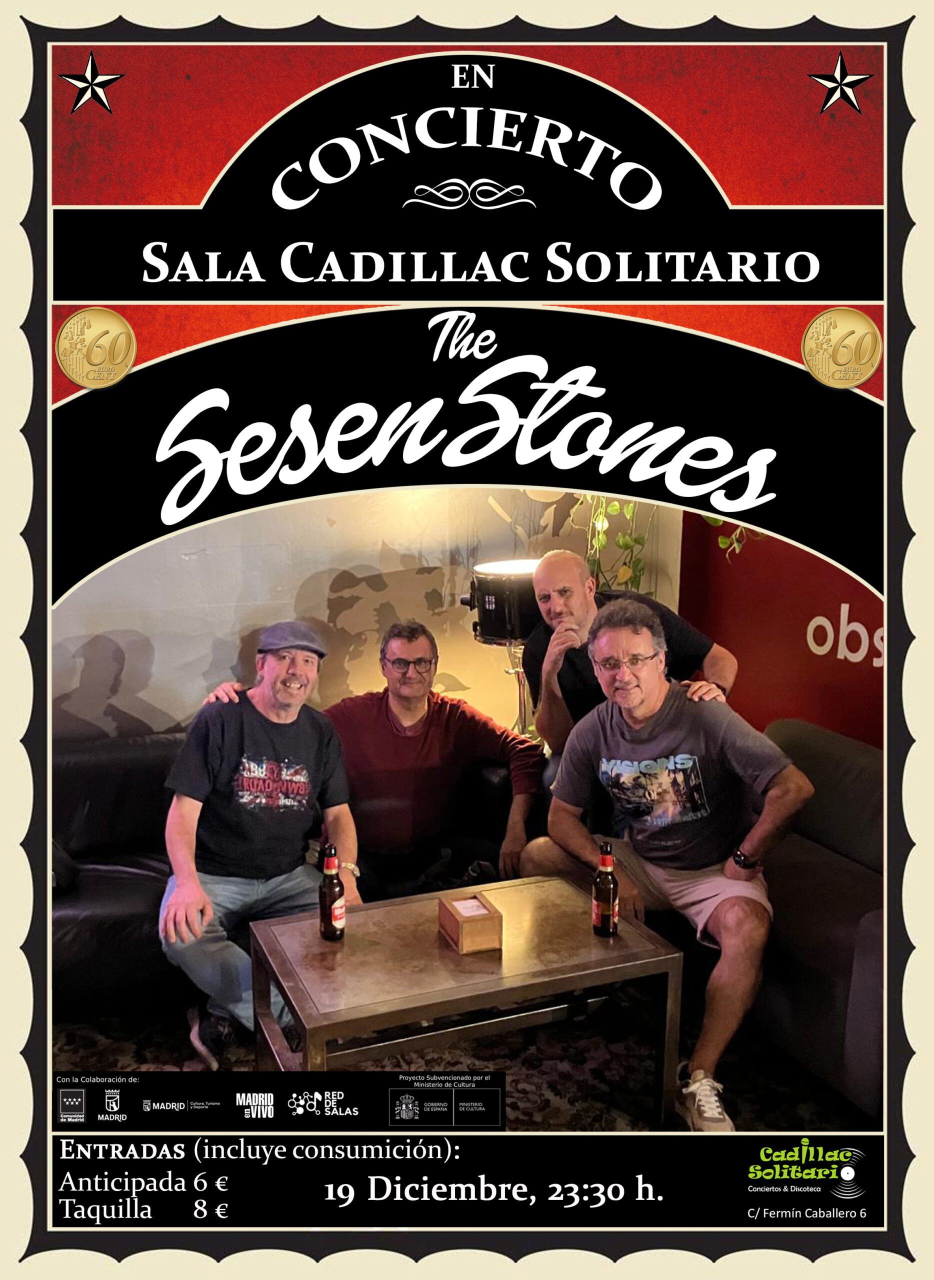 Cadillac Solitario Madrid, Reservado para cumpleaños Madrid, Cumpleaños con concierto Madrid, Celebrar cumpleaños Madrid, Local para cumpleaños Madrid